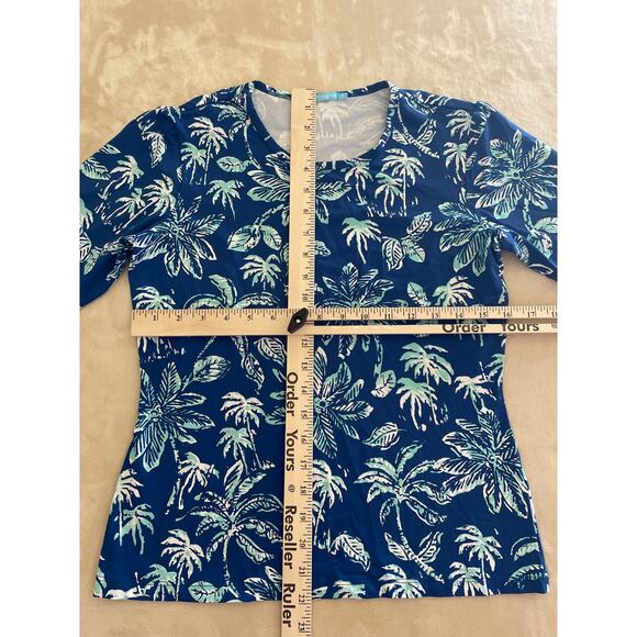 J. MCLAUGHLIN  XSMALL SIGNATURE TEE SHIRT 3/4 SLEEVE BLUE BOTANNICA - Picture 2 of 6